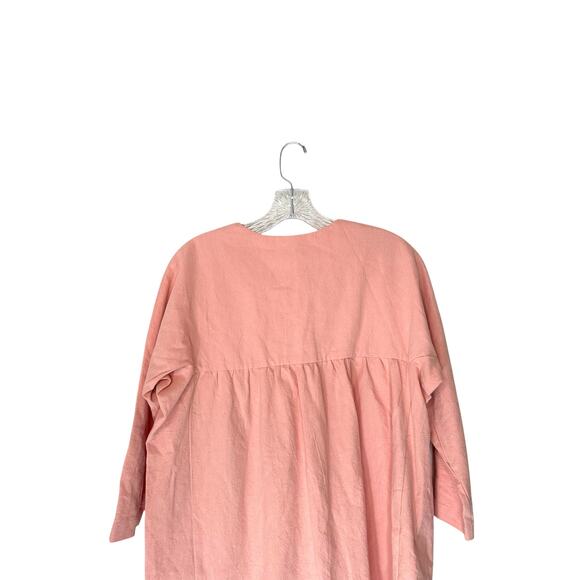 Pomander Place Dress Pink Button Front Girly Pastel Mini Linen Cotton Medium - Picture 8 of 12